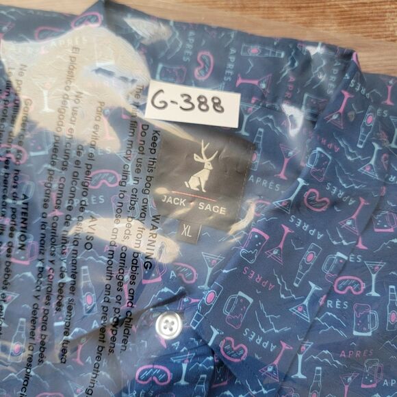 Jack + Sage Apres Camp Shirt Cocktail Print AOP Men's XL Short Sleeve Button - Picture 8 of 8